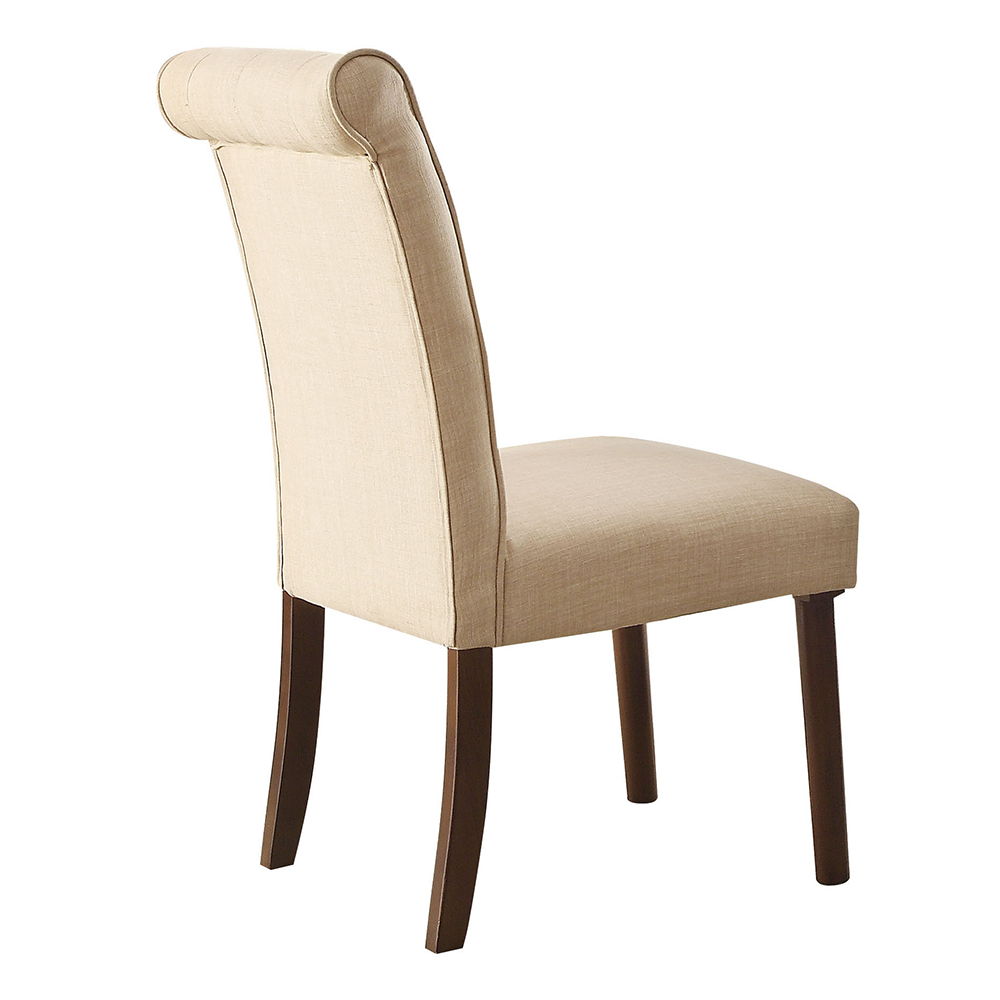 Gasha - Side Chair (Set of 2) - Beige Linen & Walnut, alternate view 2 with wood construction
