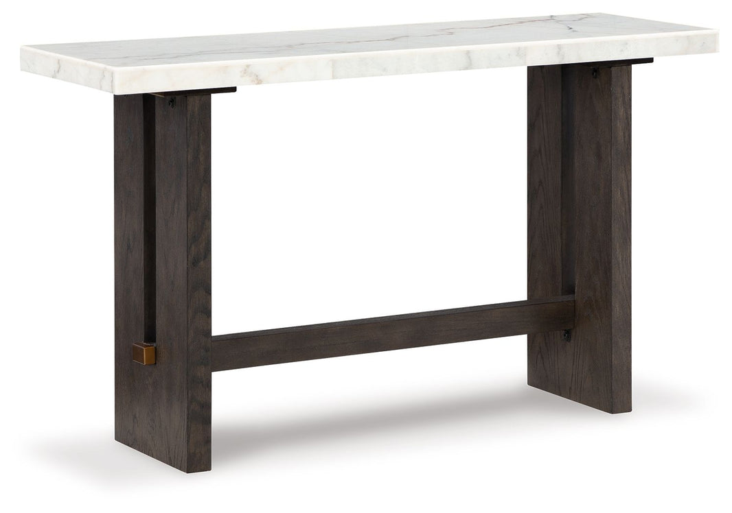 Burkhaus - Sofa Table - White / Dark Brown, product view with solid wood