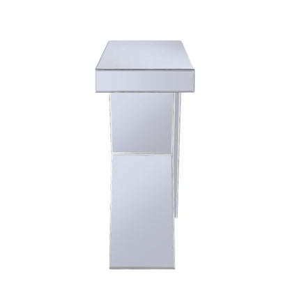 Noralie - Console Table, "V" Shape Pedestal - Mirrored & Faux Diamonds, alternate view 3 with wood construction