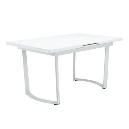 Palton - Dining Table - High Gloss White, alternate view 3 with metal
