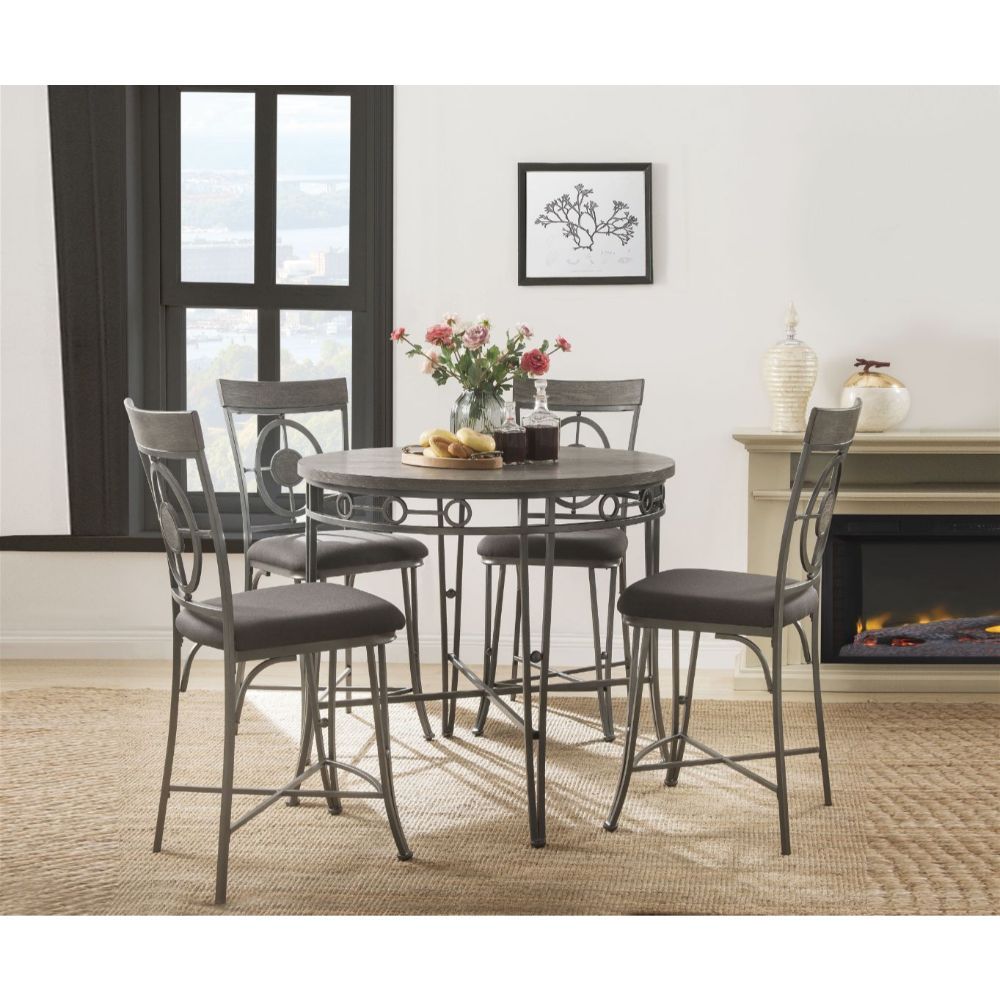Landis - Counter Height Table - Oak & Gunmetal, product view with wood construction