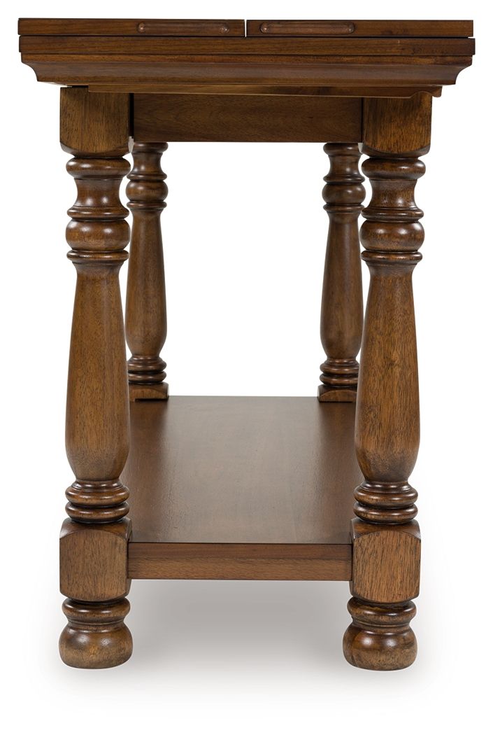 Sturlayne - Flip Top Sofa Table - Brown, alternate view 2 with wood construction
