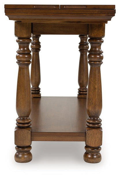 Sturlayne - Flip Top Sofa Table - Brown, alternate view 2 with wood construction