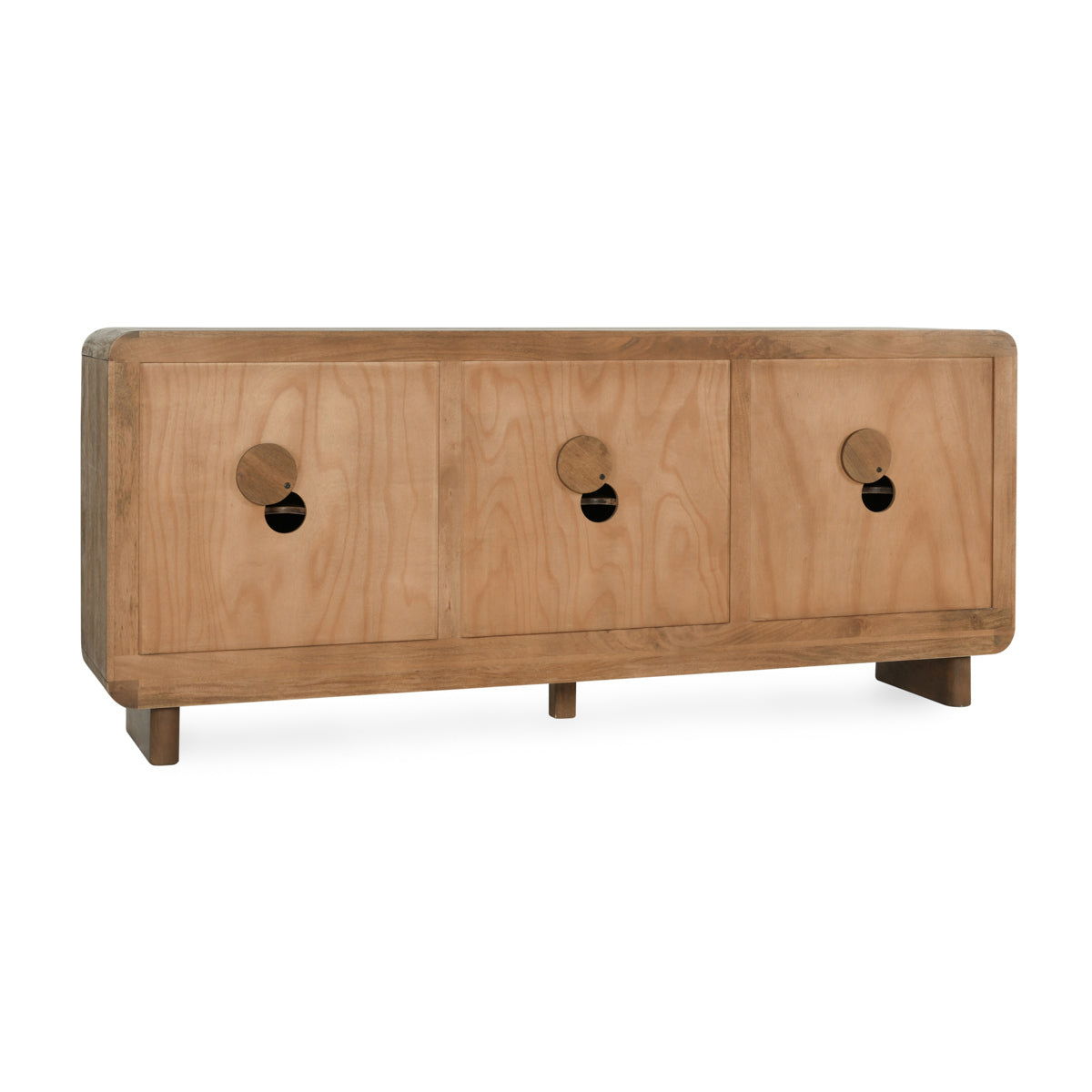 Vally - Wood 6 Door Buffet - Artisan Brown, alternate view 3 with linen fabric