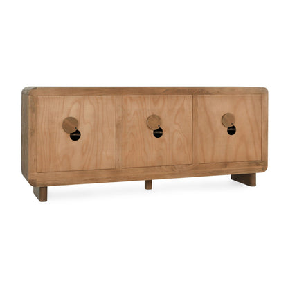 Vally - Wood 6 Door Buffet - Artisan Brown, alternate view 3 with linen fabric