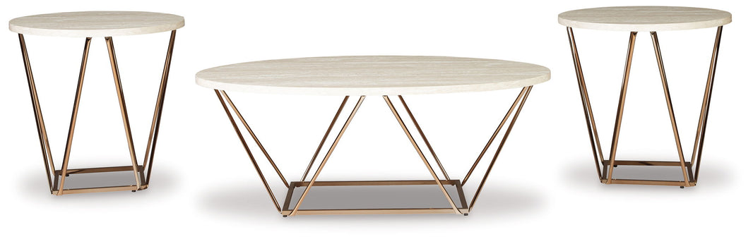 Tarica - Occasional Table Set (Set of 3) - White / Metallic, alternate view 2 with marble