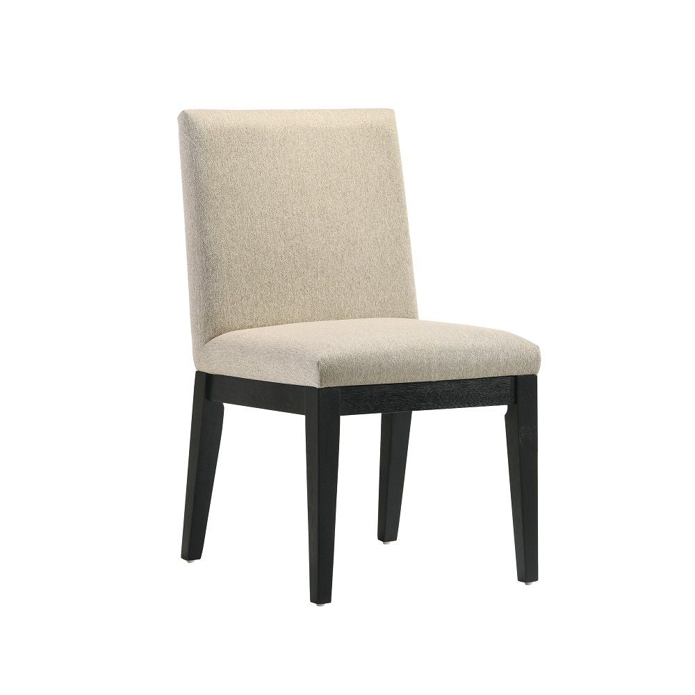 Froja - Side Chair (Set of 2) - Beige Fabric & Black, alternate view 3 with wood construction