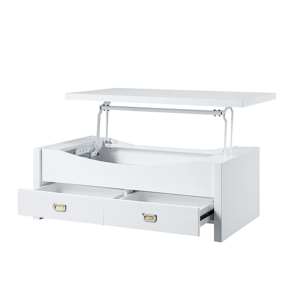 Ramiel - Coffee Table With Lift Top - High Gloss White, alternate view 5 with metal