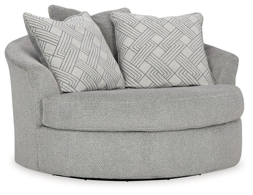 Casselbury - Oversized Swivel Accent Chair - Cement, product view with polyester fabric