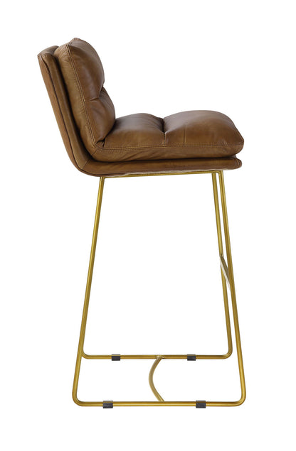 Alsey - Bar Chair - Saddle Brown Top Grain Leather, alternate view 3 with wood construction