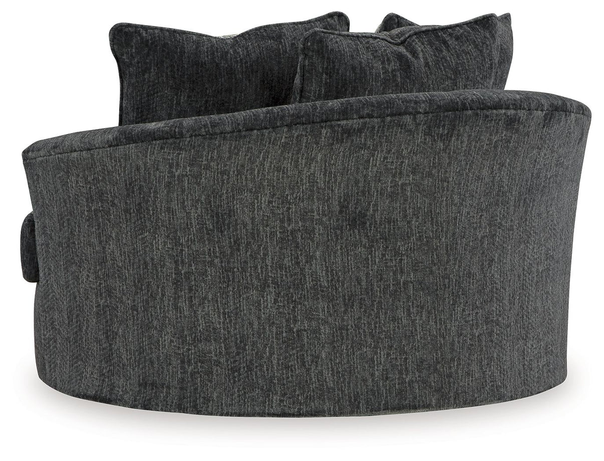 Biddeford - Oversized Swivel Accent Chair - Shadow, alternate view 2 with polyester fabric