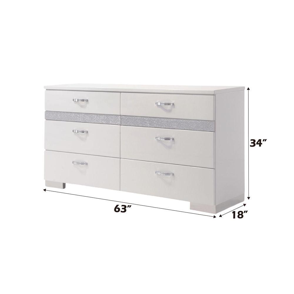 Naima II - Dresser - White High Gloss, alternate view 5 with wood construction