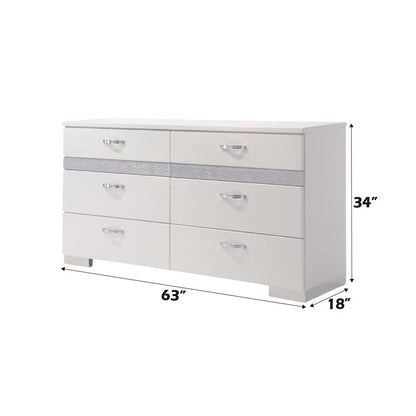 Naima II - Dresser - White High Gloss, alternate view 5 with wood construction