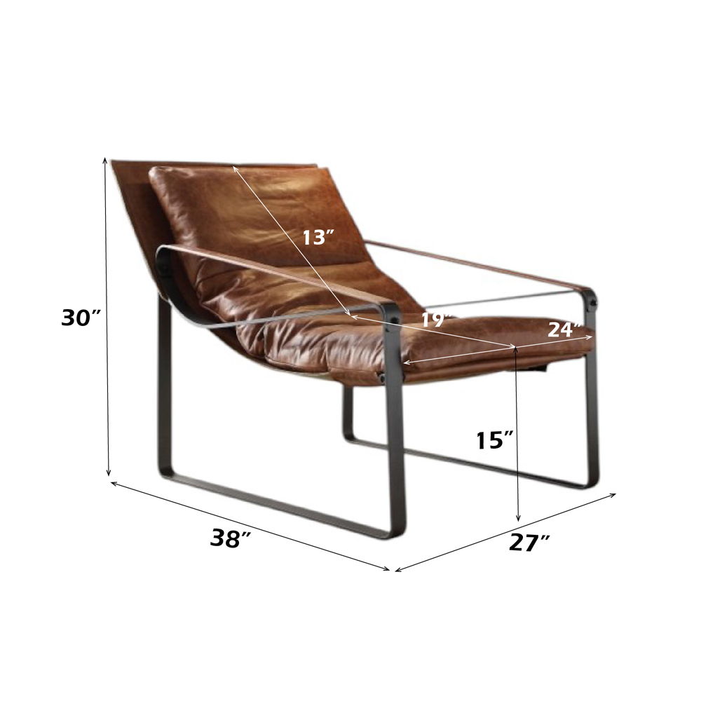Quoba - Accent Chair - Cocoa Top Grain Leather, alternate view 2 with metal