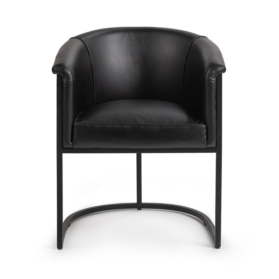 Hester - Dining Chair - Black, alternate view 2 with top-grain leather