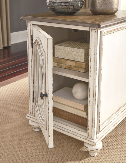 Realyn - Chair Side End Table - Insert Mirror - White / Brown, alternate view 6 with engineered wood