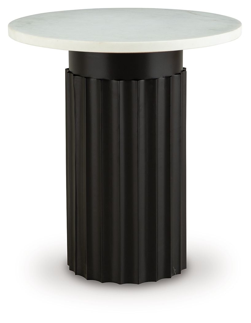 Wainstone - Accent Table - Black / White, product view with engineered wood