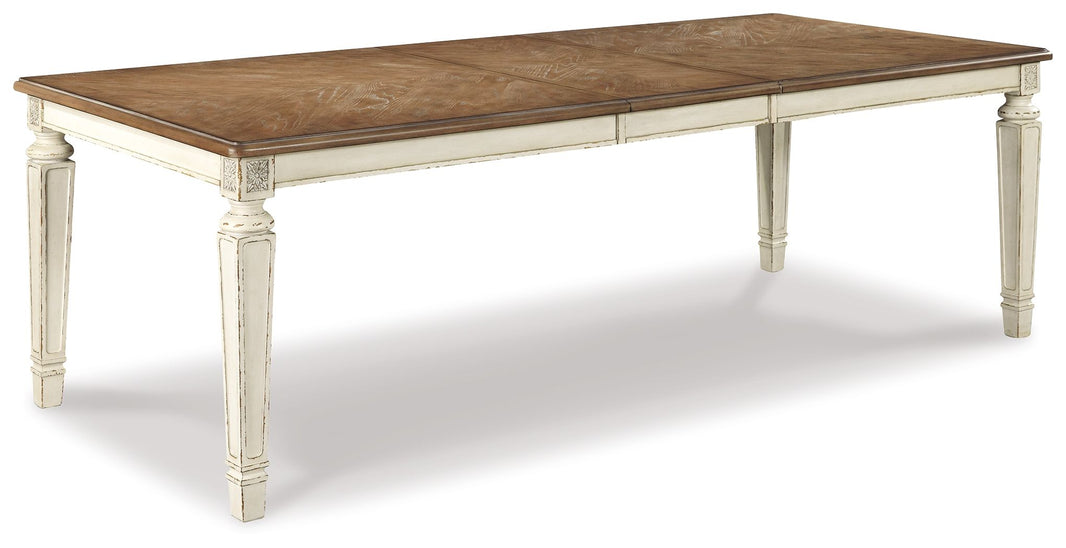 Realyn - Rectangular Dining Room Extension Table - Chipped White, product view with engineered wood
