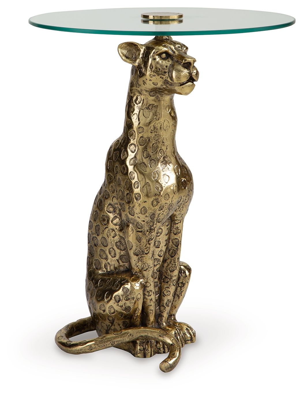 Vallain - Accent Table - Antique Gold Finish, product view with wood construction