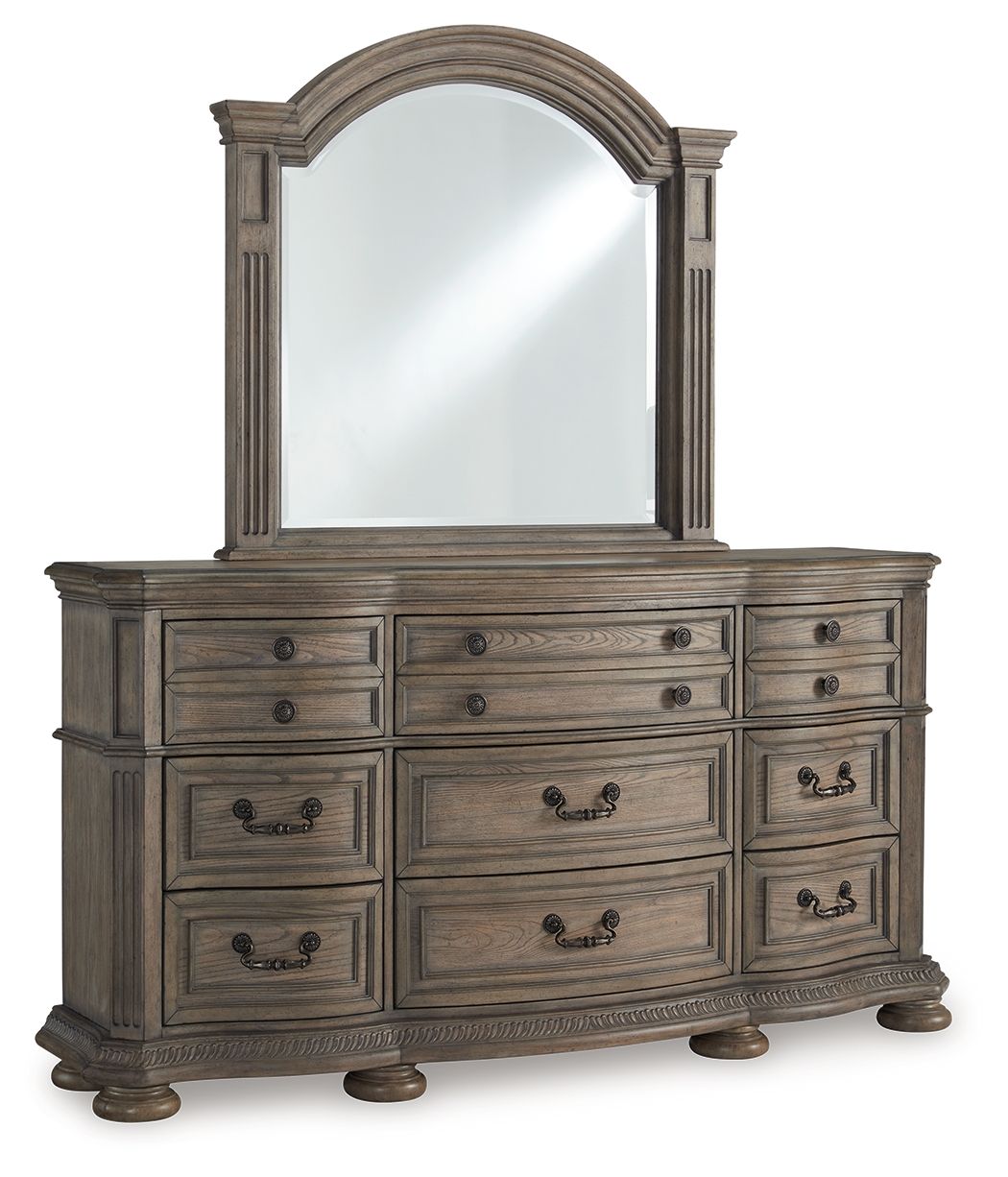 Ardenfield - Dresser And Mirror - Light Brown, product view with wood construction