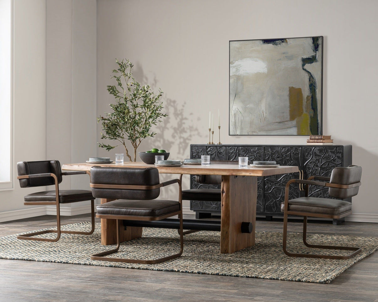 Brinton - 80" Dining Table - Acorn Brown, alternate view 3 with wood construction