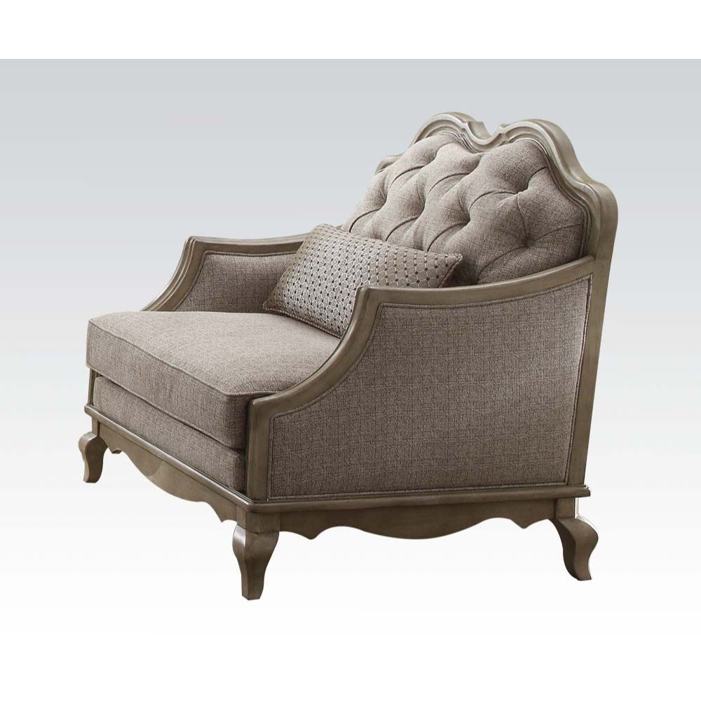 Chelmsford - Chair With Pillow - Beige Fabric & Antique Taupe, product view with cotton fabric