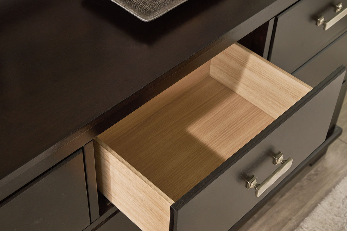 Covetown - Dresser - Dark Brown, alternate view 4 with linen fabric
