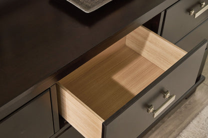 Covetown - Dresser - Dark Brown, alternate view 4 with linen fabric