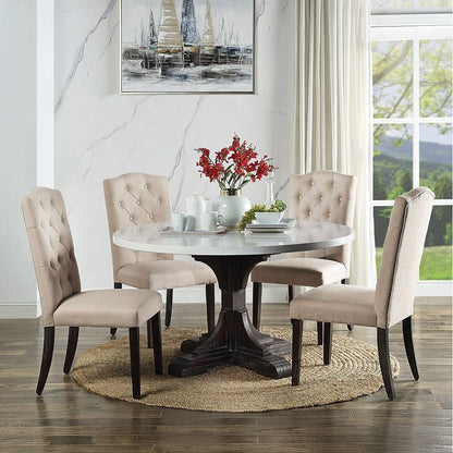 Gerardo - Side Chair (Set of 2) - Beige Linen & Weathered Espresso, alternate view 4 with wood construction
