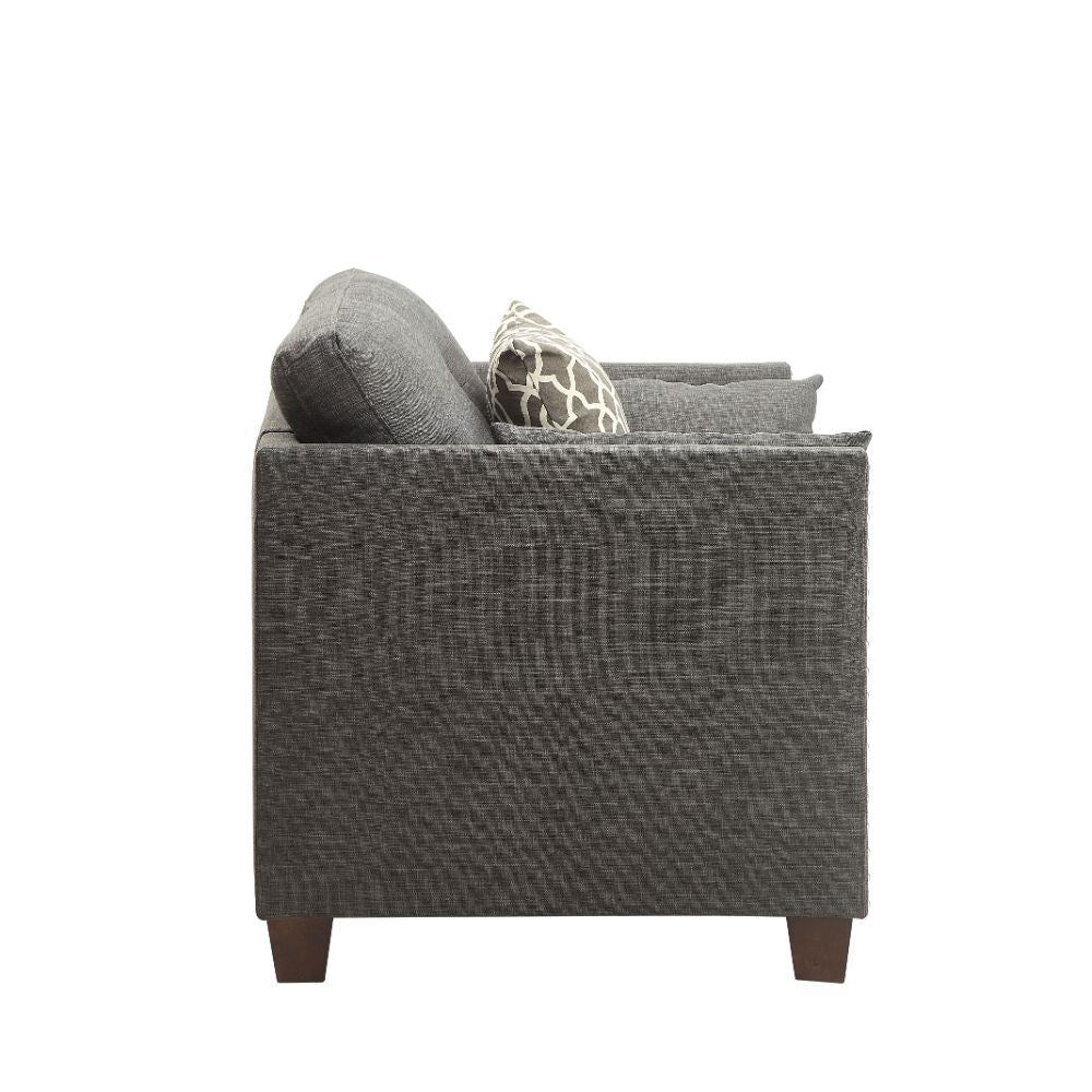 Laurissa - Chair With 3 Pillows - Light Charcoal Linen, alternate view 3 with wood construction