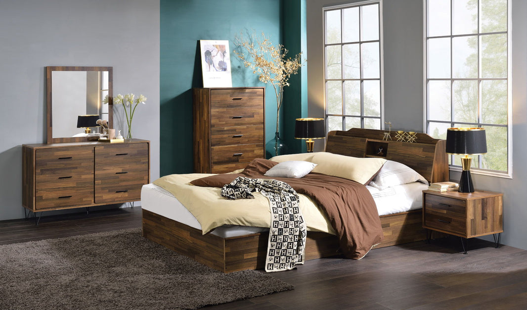 Hestia - Mirror - Walnut, alternate view 2 with velvet upholstery