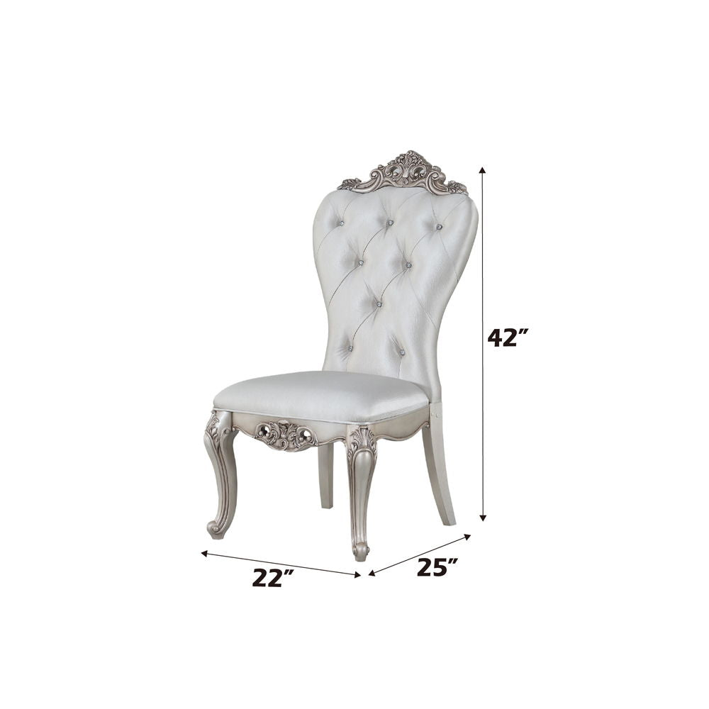 Gorsedd - Side Chair (Set of 2) - Cream Fabric & Golden Ivory, alternate view 5 with wood construction