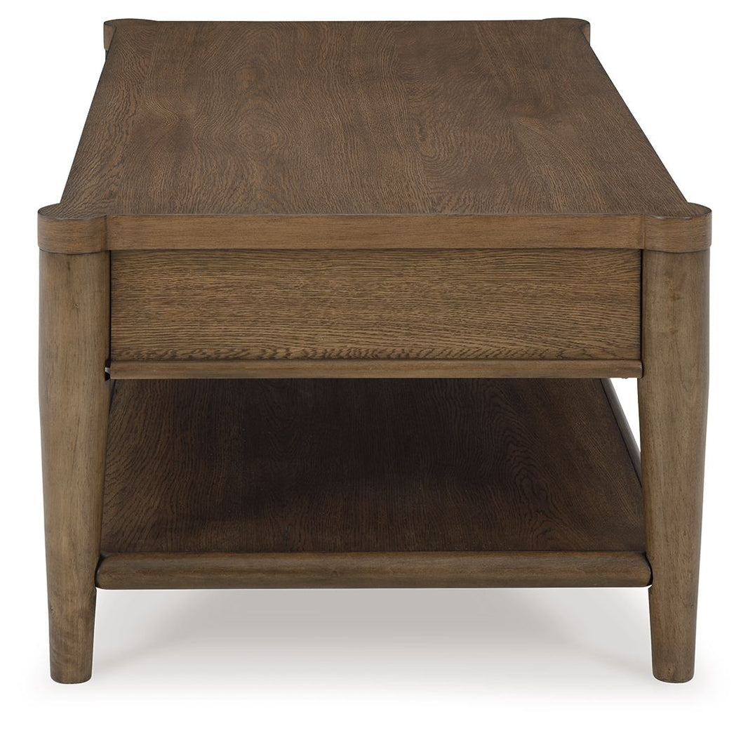Roanhowe - Rectangular Cocktail Table - Brown, alternate view 2 with wood construction