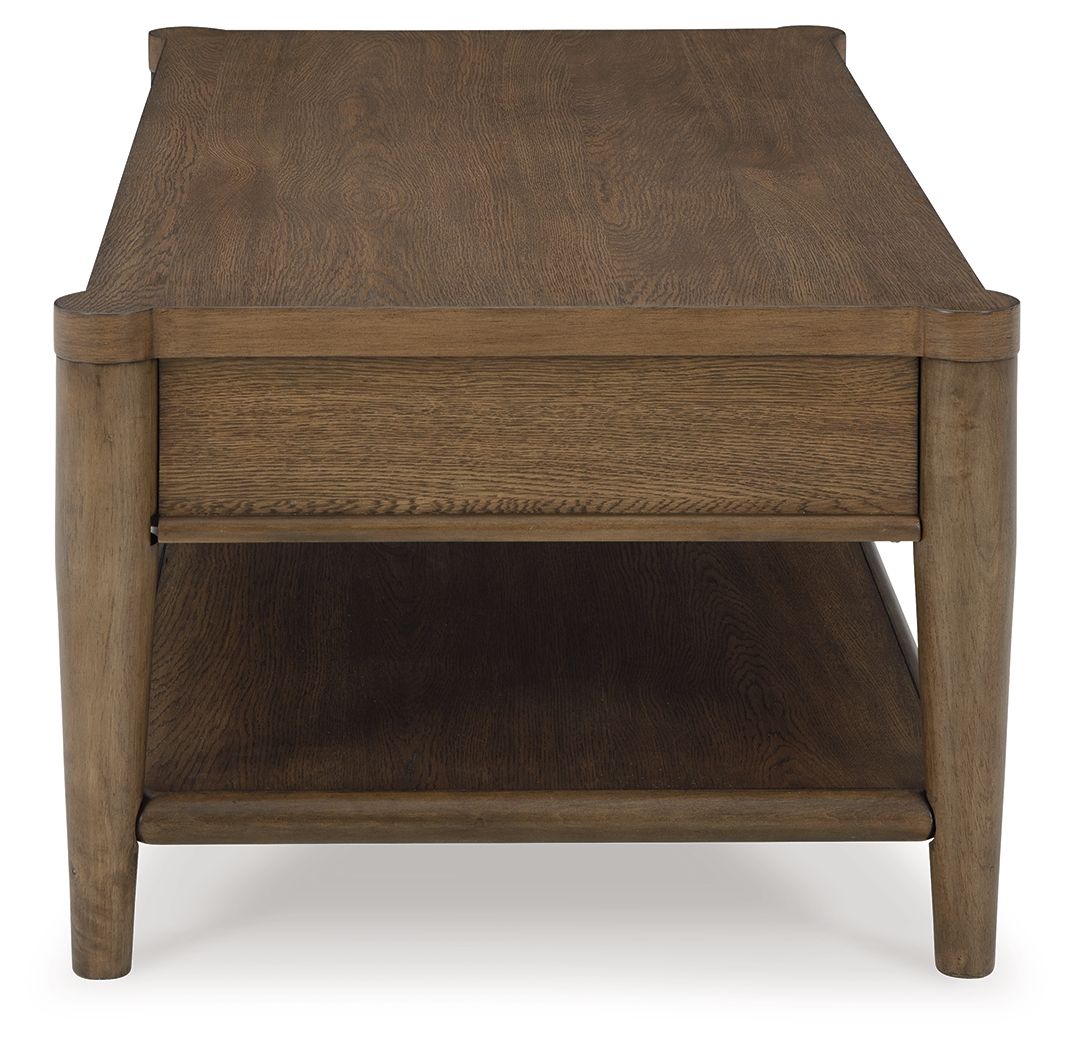 Roanhowe - Rectangular Cocktail Table - Brown, alternate view 2 with wood construction