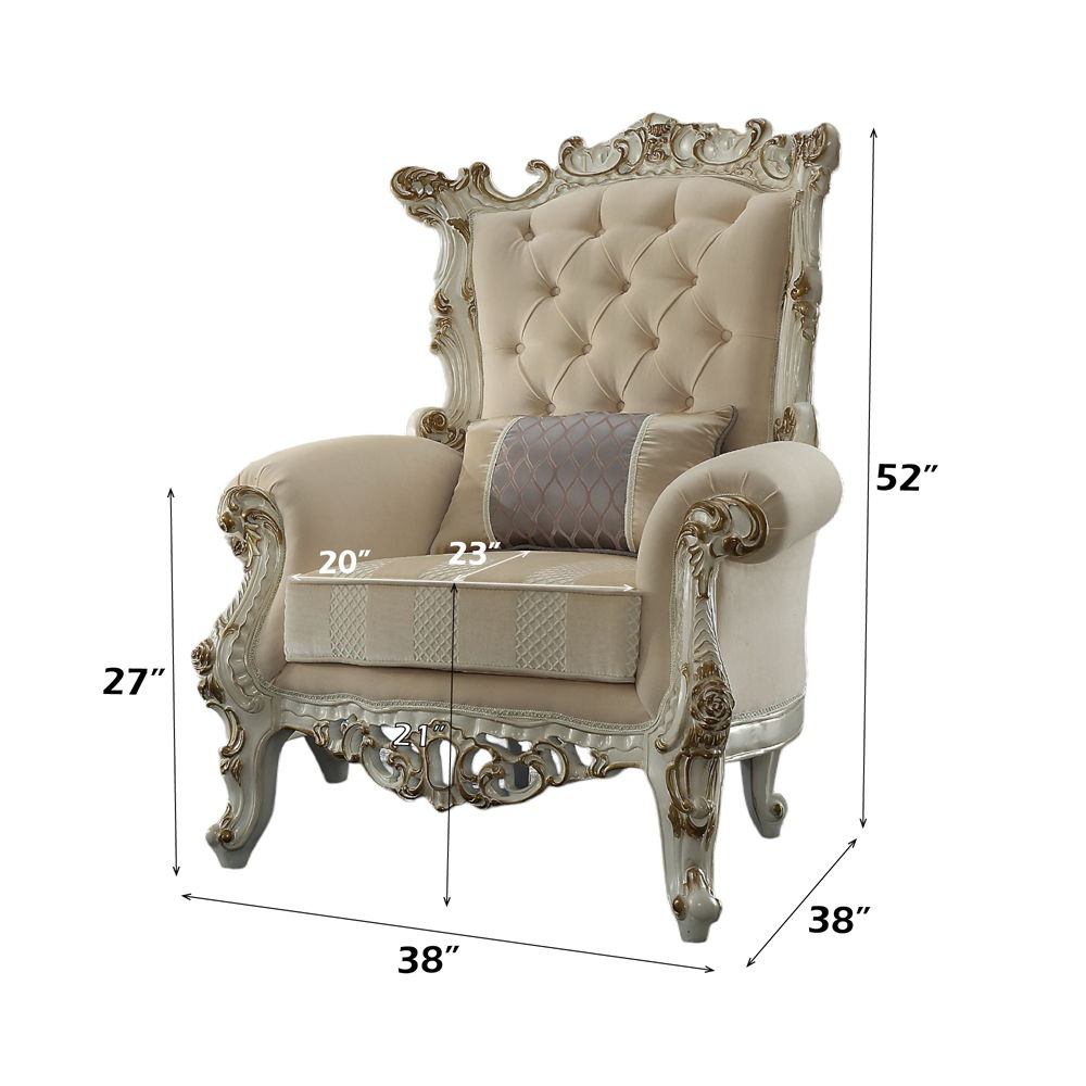 Picardy II - Accent Chair With Pillow - Fabric & Antique Pearl, alternate view 2 with solid wood