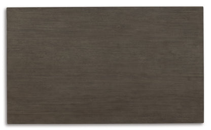 Caitbrook - RECT DRM Table Set (Set of 7) - Gray, alternate view 4 with linen fabric
