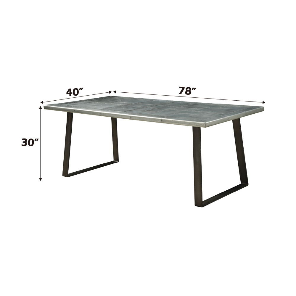 Kaylia - Dining Table - Aluminum & Gunmetal, alternate view 2 with top-grain leather