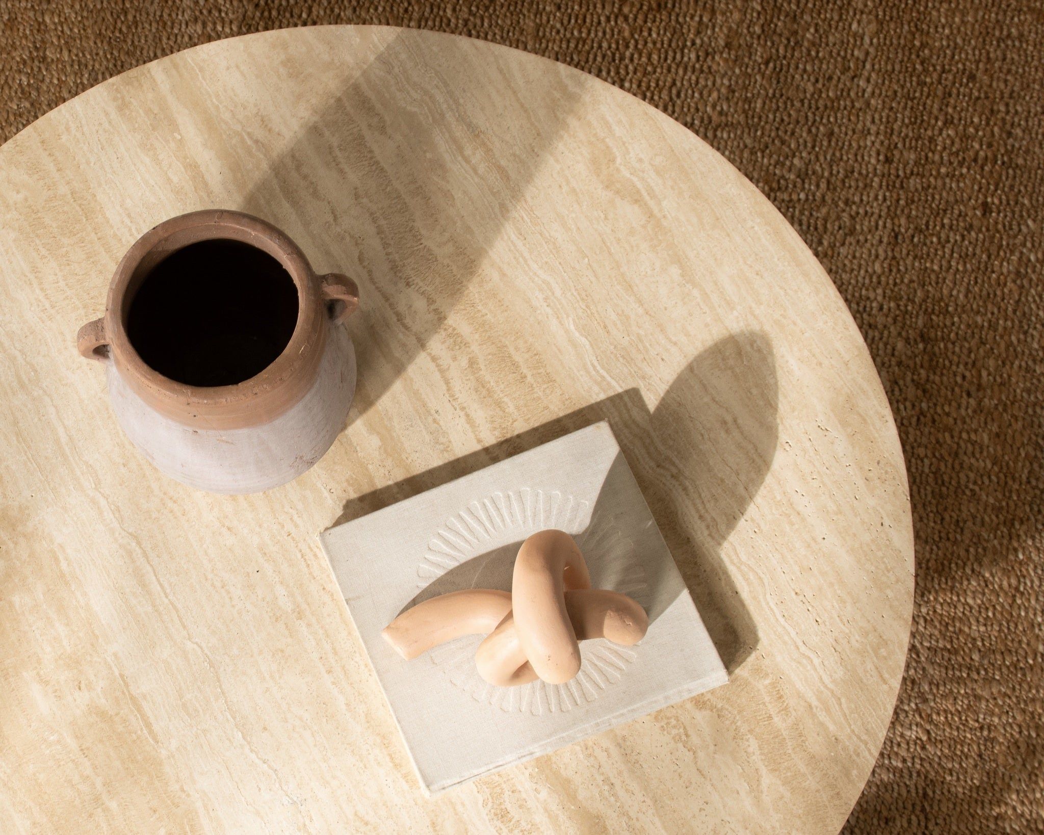Idella - Travertine Round Table, alternate view 9