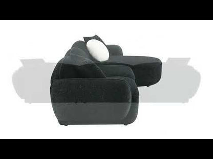 Lucifer - Sectional Sofa With 3 Pillows - Black Shimmer Chenille