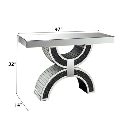 Nysa - Console Table With Faux Crystals - Mirrored