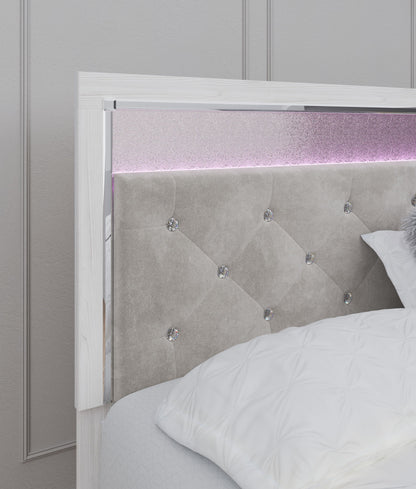 Altyra - King Panel Bed With Upholstered Headboard - White, alternate view 3 with polyester fabric