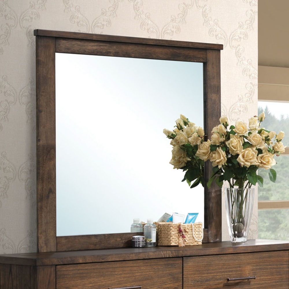 Merrilee - Mirror - Oak, product view with wood construction