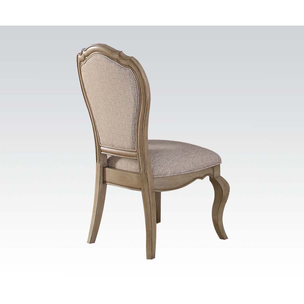 Chelmsford - Side Chair (Set of 2) - Beige Fabric & Antique Taupe, product view with wood construction