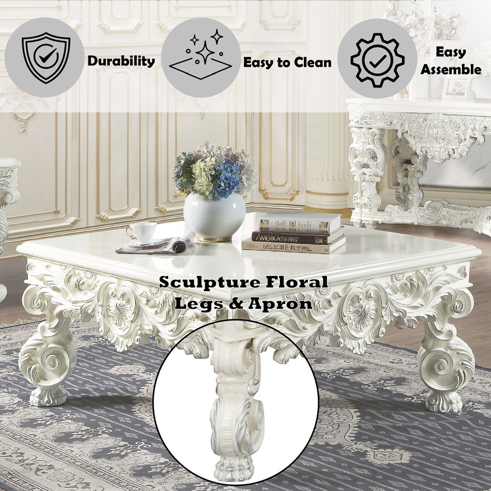 Adara - Coffee Table - Antique White, alternate view 5 with wood construction