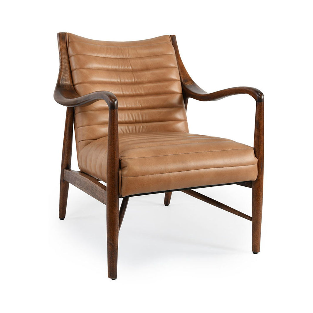 Kenneth - Club Chair - Adobe Tan, product view with top-grain leather