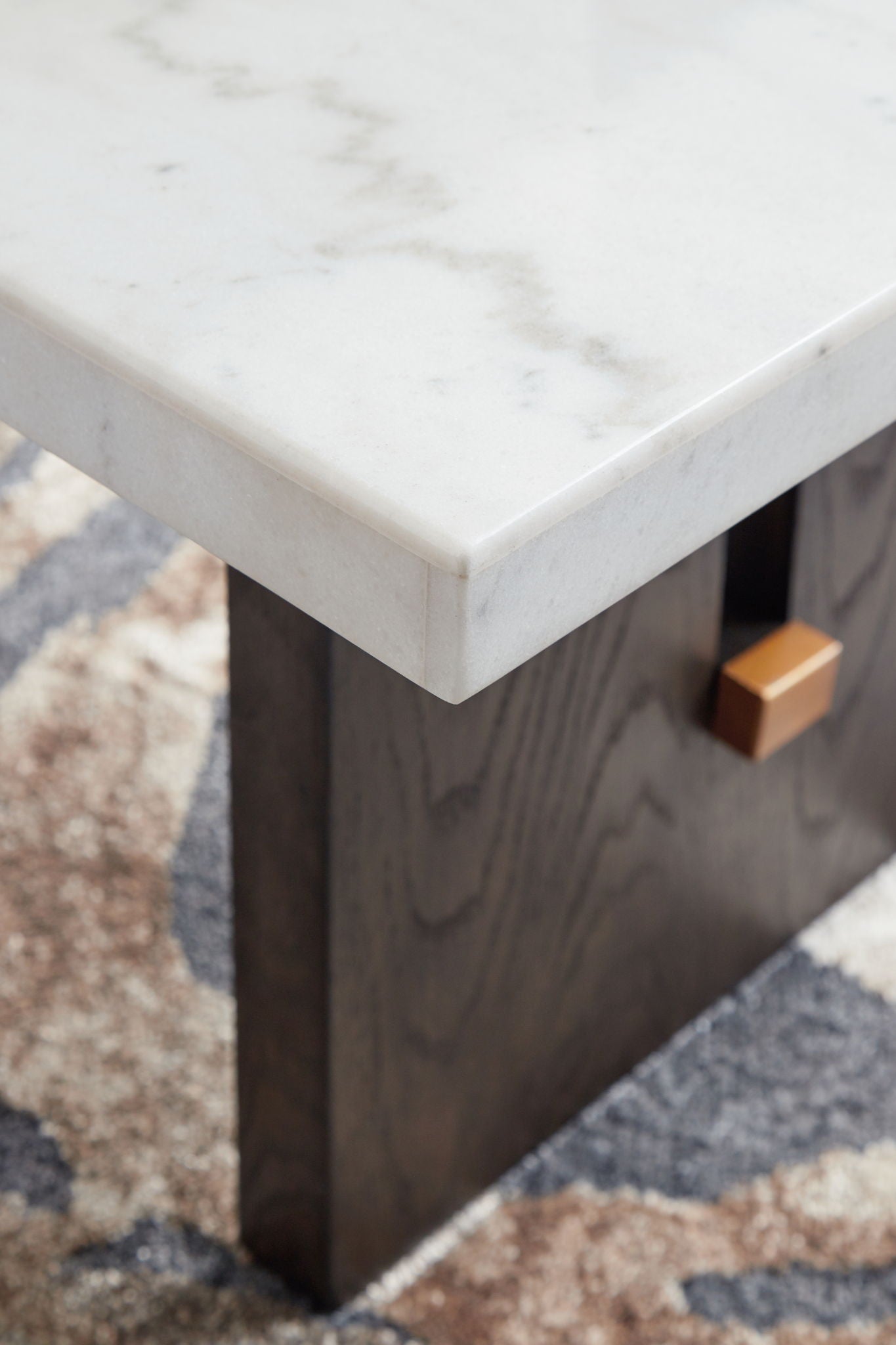 Burkhaus - Rectangular Cocktail Table - White / Dark Brown, alternate view 3 with solid wood