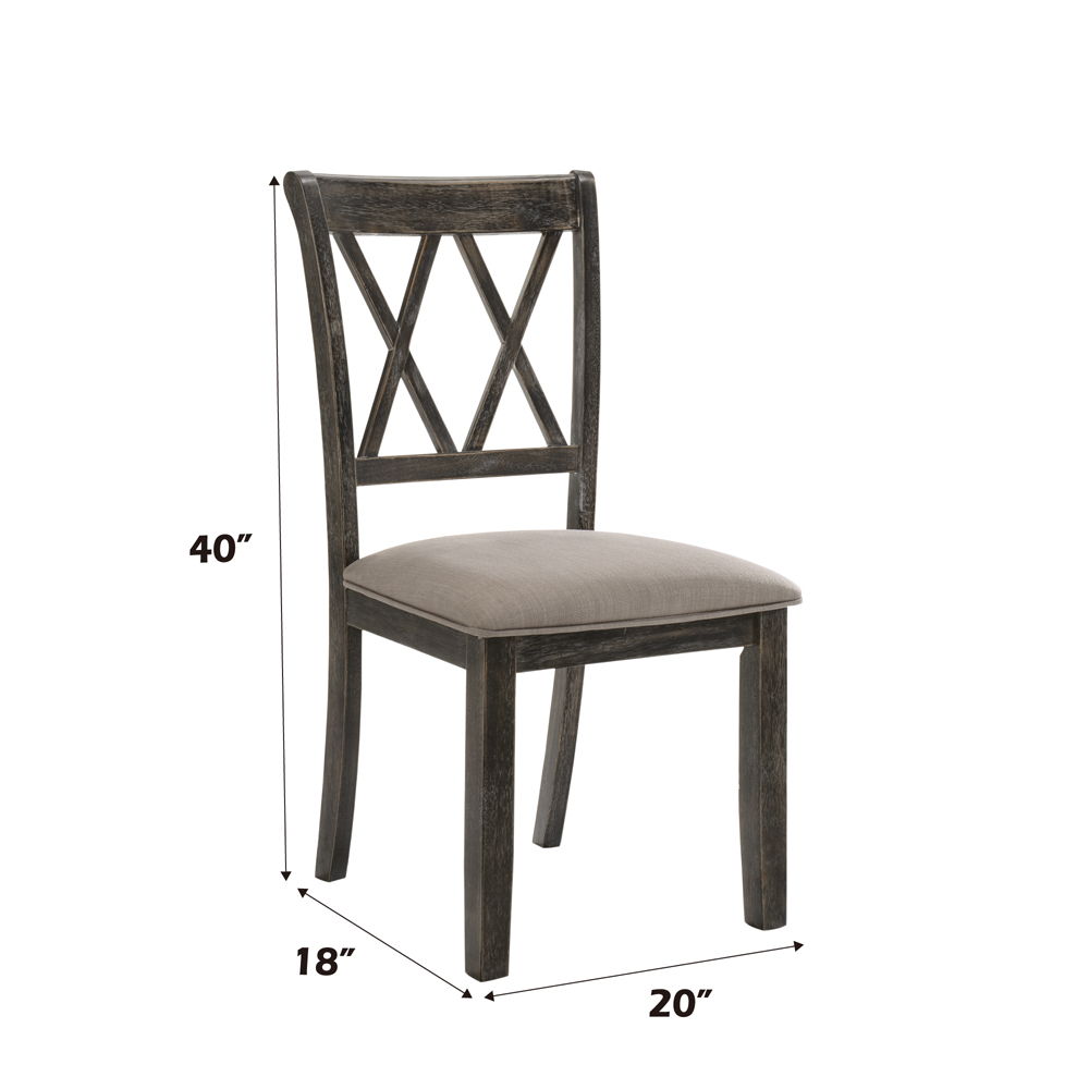 Claudia II - Side Chair (Set of 2) - Beige Fabric & Weathered Gray, alternate view 3 with linen fabric