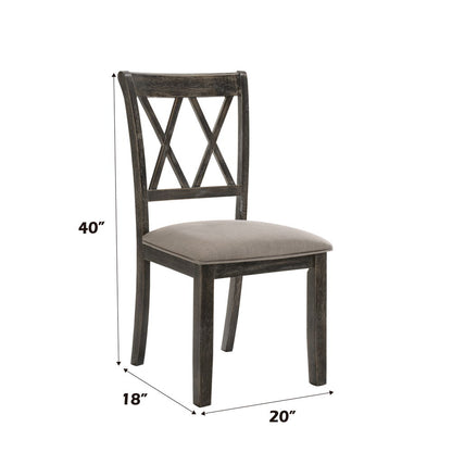 Claudia II - Side Chair (Set of 2) - Beige Fabric & Weathered Gray, alternate view 3 with linen fabric