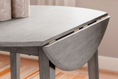 Shullden - Round Drm Drop Leaf Table - Gray, alternate view 4 with wood construction
