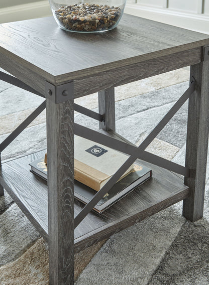 Freedan - Square End Table - Grayish Brown, alternate view 3 with engineered wood